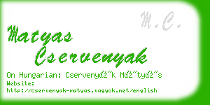 matyas cservenyak business card